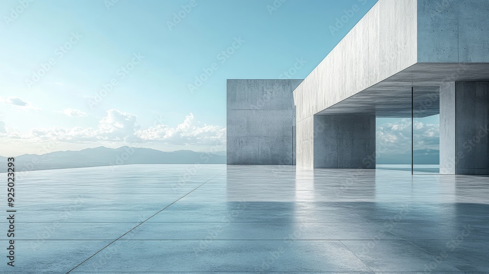 Fototapeta premium modern geometric architecture, empty space for product advertising, commercial concept