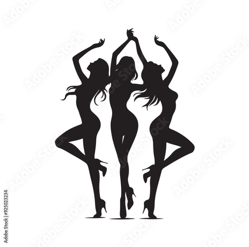 Dancing Girls Silhouette vector illustration