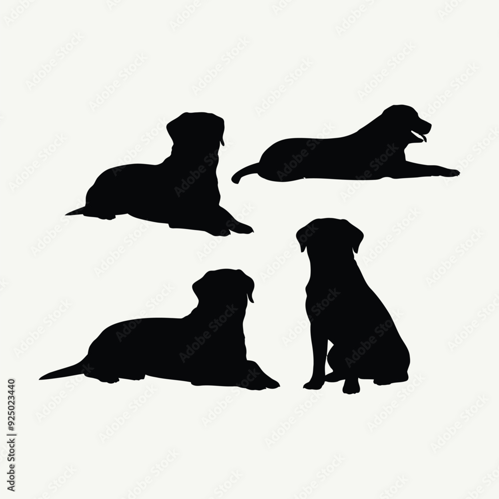 Rottweiler dog silhouette set animals vector template Rottweiler dog silhouette set animals vector template