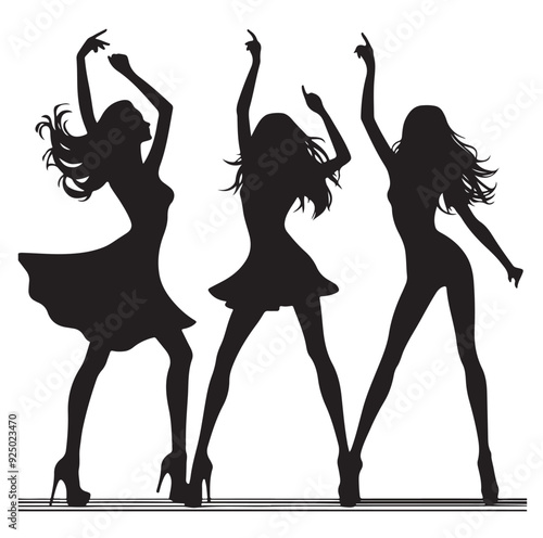Dancing Girls Silhouette vector illustration