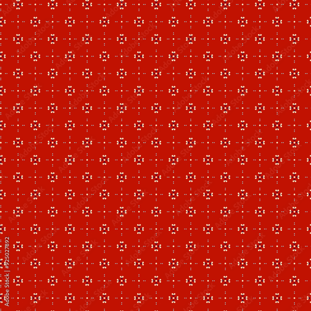Rustic red background with small cream, blue, brown polka dots Abstract geometric fabric seamless pattern Simple country style Rustic red background with small cream, blue, brown polka dots Abstract geometric fabric seamless pattern Simple country style