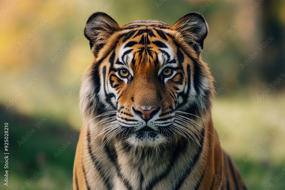 Fototapeta premium A tiger is staring at the camera, portrait animal wildlife