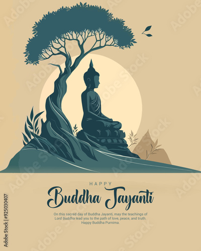 Happy Buddha Jayanti with love and bodhi day social media post banner template