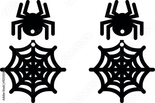 Spider web Halloween earrings jewellery laser cut. Vector templates for cutting