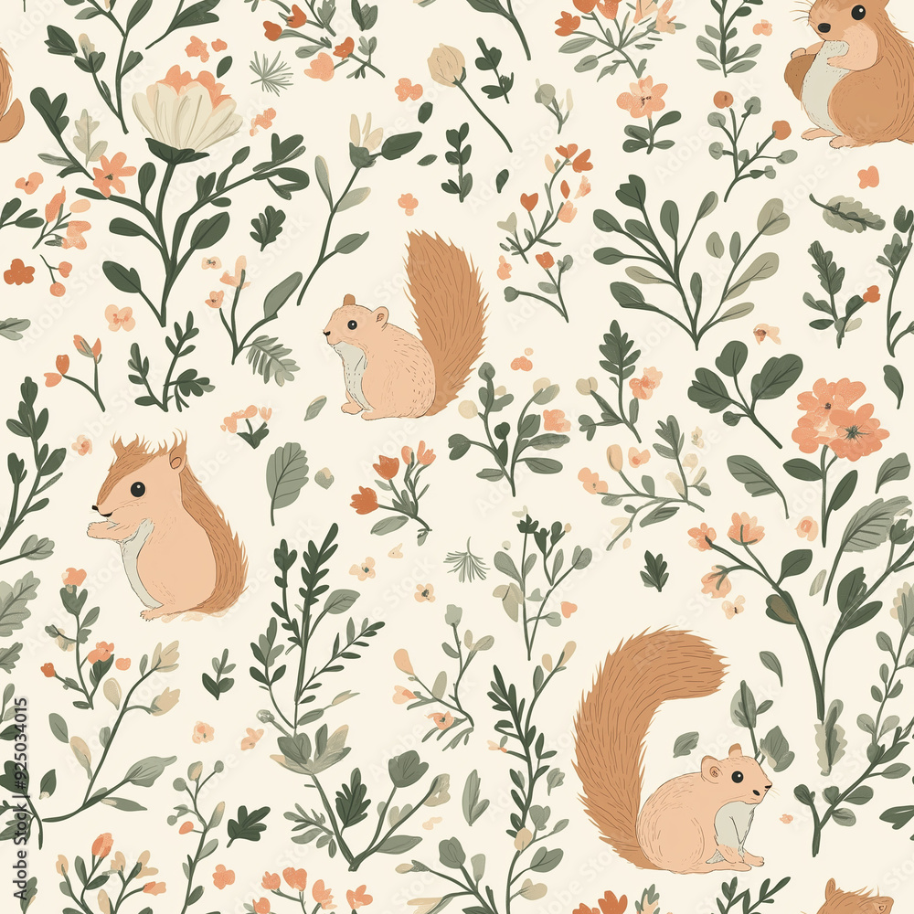 Fototapeta premium seamless pattern with birds and flowers