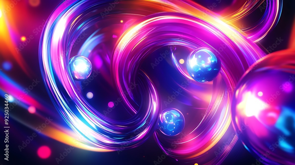 Vibrant Abstract Background with Swirling Neon Ribbons of Light and Soft Gradients Vibrant Abstract Background with Swirling Neon Ribbons of Light and Soft Gradients