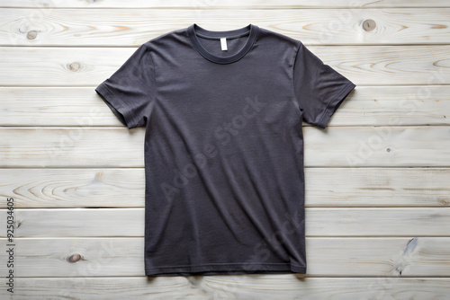 Wallpaper Mural T-Shirt Mockup of Dark Heather T-Shirt on White Wooden Surface Torontodigital.ca