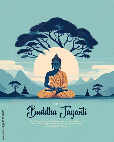 Happy Buddha Jayanti with love and bodhi day social media post banner template