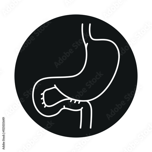 Gastroenterostomy line black icon.