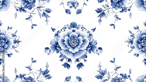 Ultra-high resolution poster design, minimalist style, with a seamless pattern of traditional Chinese blue and white porcelain and space for text