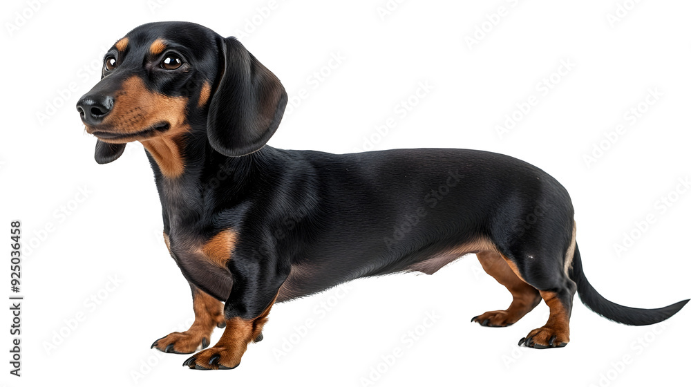Elegant Dachshund Poised on White Background Transparent PNG in Detailed Portrait Elegant Dachshund Poised on White Background Transparent PNG in Detailed Portrait