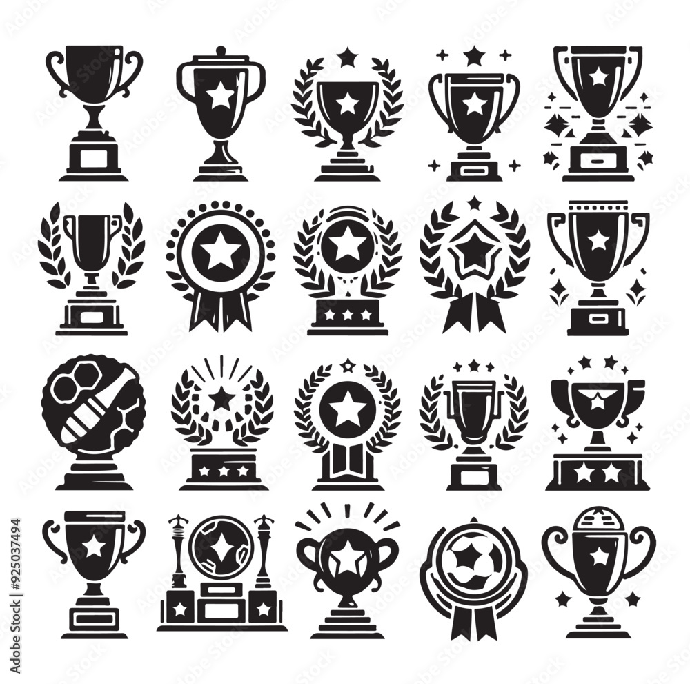 Trophy cup icon collection silhouette vector illustration Trophy cup icon collection silhouette vector illustration