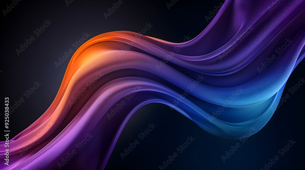 Naklejka premium Colorful Flowing Wave with Blue and Orange Gradient - Abstract 3D Background