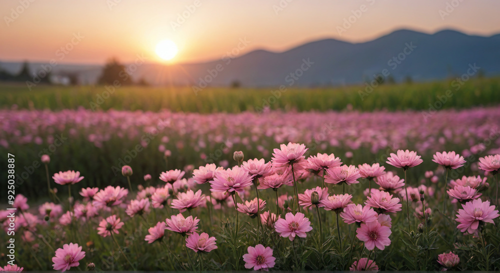 field of pink flowers field of pink flowers