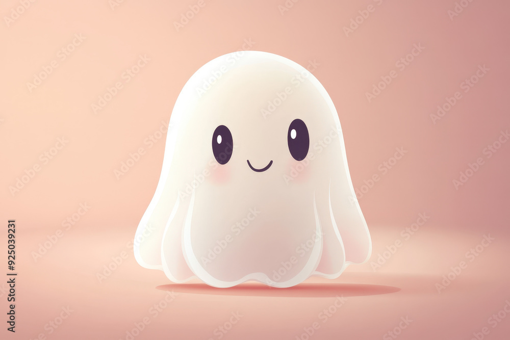 Cute and friendly ghost is smiling on a pink background for halloween Cute and friendly ghost is smiling on a pink background for halloween
