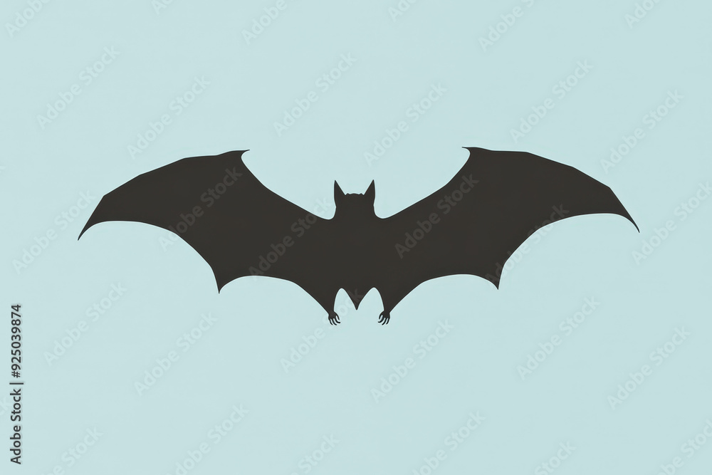 Fototapeta premium Simple halloween illustration featuring a black bat spreading its wings