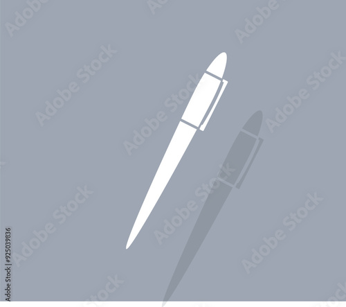 Vector icon of white color with shadow on gray background