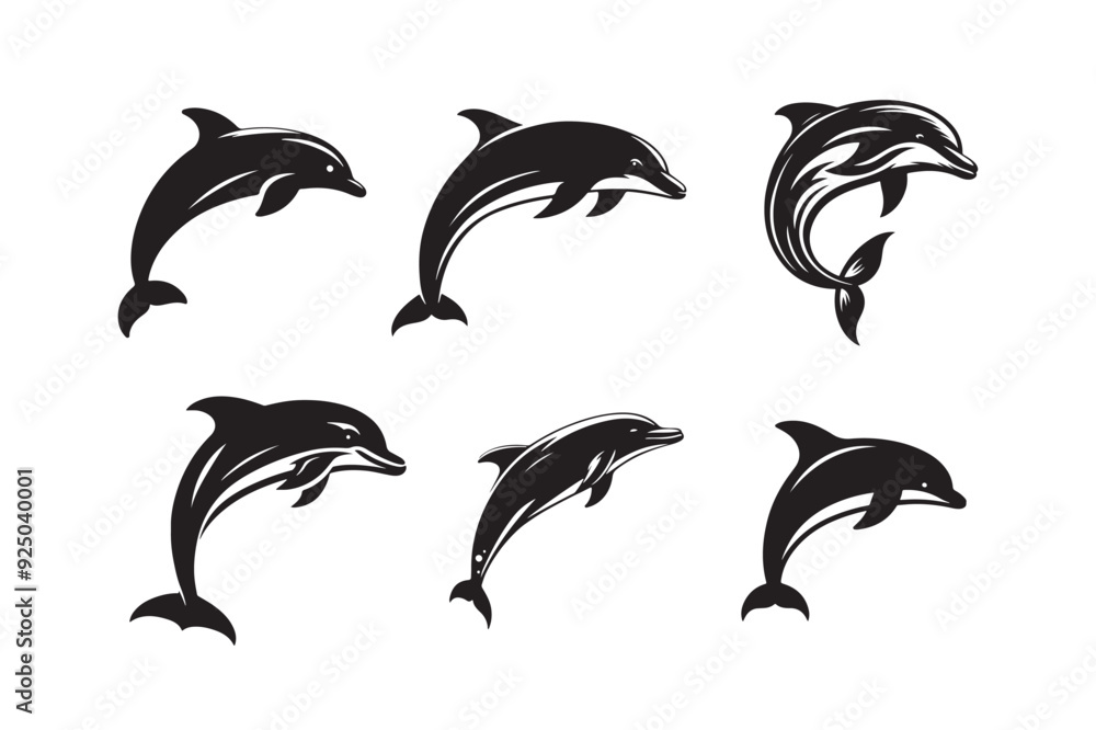Naklejka premium Dolphin silhouette vector illustration