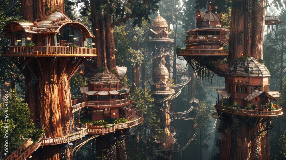 Fototapeta premium Treehouse Village in the Forest