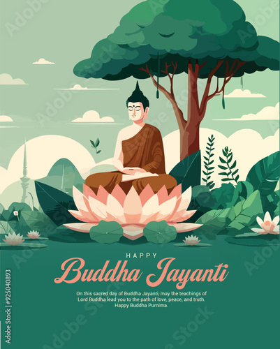 Happy Buddha Jayanti with love and bodhi day social media post banner template
