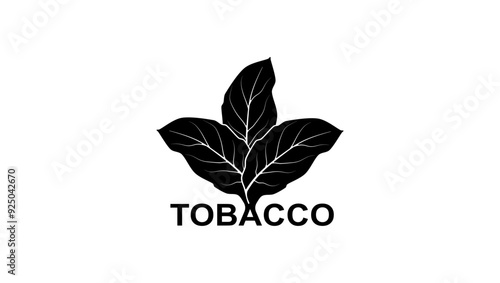 tobacco leaves, black isolated silhouette