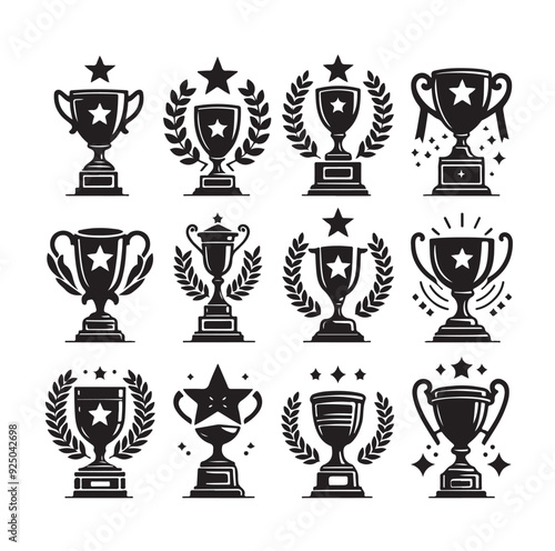 Trophy cup icon collection silhouette vector illustration 