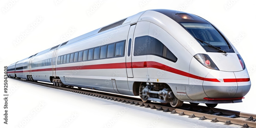 Fototapeta premium ICE train intercity express on railway HQ cutout, high speed, transportation, German, modern, technology, commuter