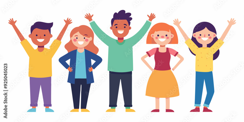 Happy people rejoice and show positive gestures on a white background. Concept of happiness and youth
Happy people rejoice and show positive gestures on a white background. Concept of happiness and youth