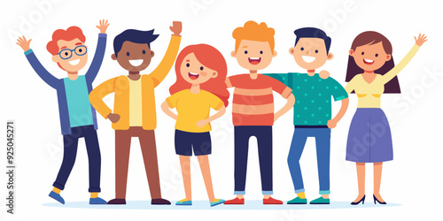 Happy people rejoice and show positive gestures on a white background. Concept of happiness and youth
