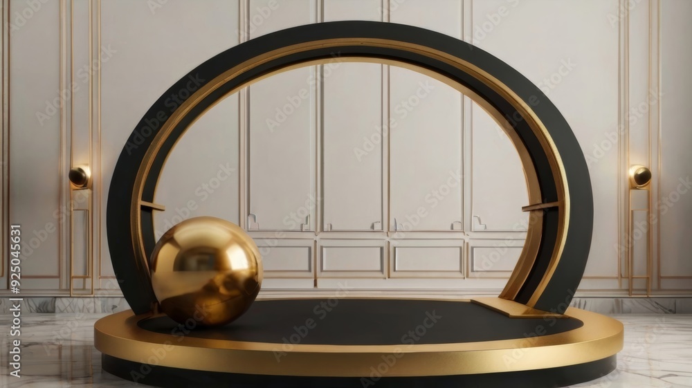 round podium geometry with black and gold elements round podium geometry with black and gold elements
