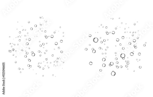 Oxygen air bubbles  flow  in water on white  background.