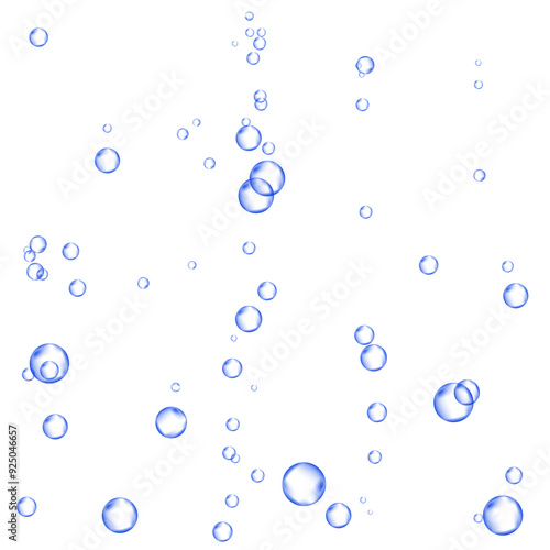 Oxygen air bubbles  flow  in water on white  background.