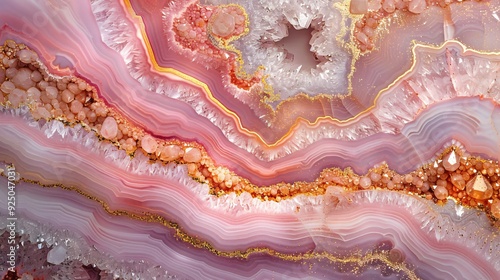 The mesmerizing pink agate reveals intricate layers and sparkling crystals, showcasing nature’s breathtaking design on a stunning surface