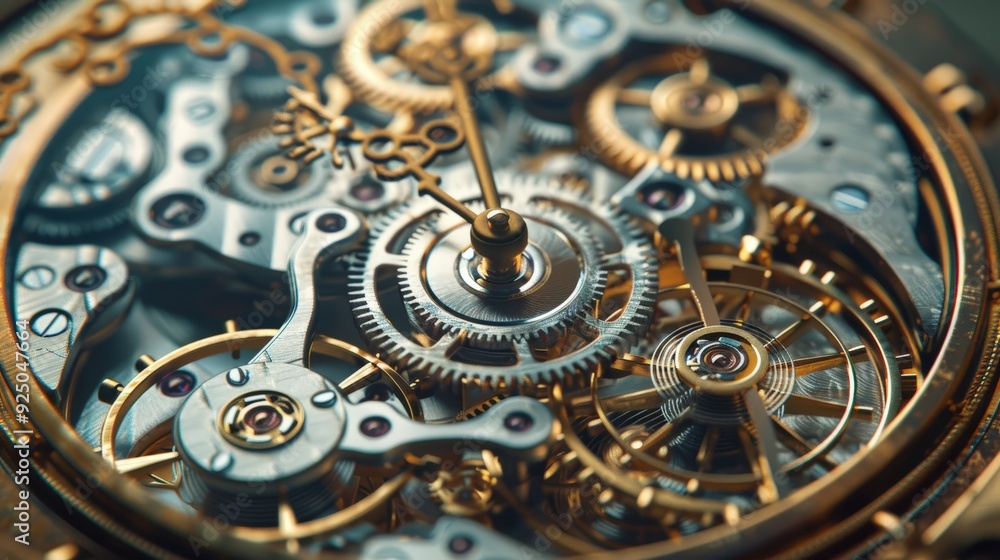 Closeup of intricate clockwork mechanism Closeup of intricate clockwork mechanism