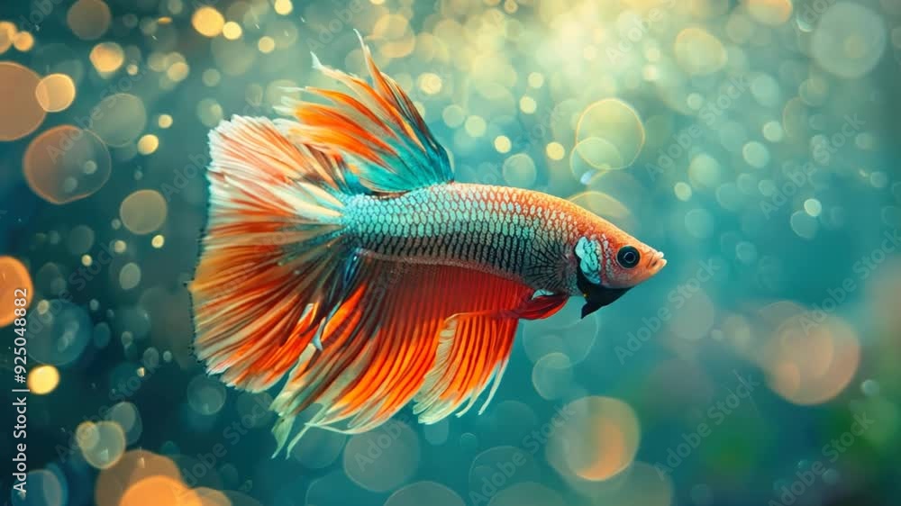 Betta Fish in a Bokeh Wonderland: A vibrant Betta fish, a symbol of beauty and resilience, gracefully navigates a serene underwater world bathed in warm, bokeh-filled light. Betta Fish in a Bokeh Wonderland: A vibrant Betta fish, a symbol of beauty and resilience, gracefully navigates a serene underwater world bathed in warm, bokeh-filled light.