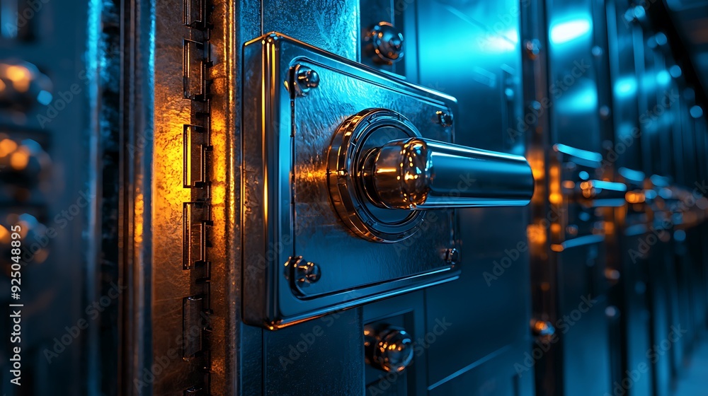A secure 3D safe with floating digital locks, representing the utmost protection in financial management. A secure 3D safe with floating digital locks, representing the utmost protection in financial management.