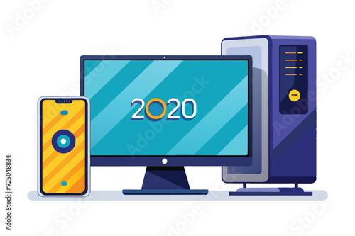 A computer, smartphone, and tablet featuring the number 200 on their displays, showcasing modern technology.