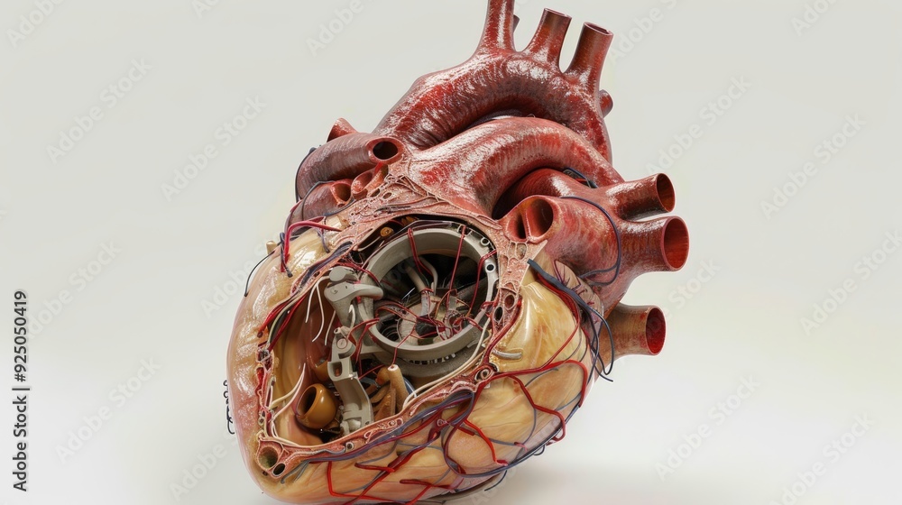 Human Heart Anatomy Model, Cross-Section View Stock Illustration ...