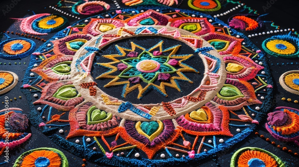 Naklejka premium Colorful Sand Mandala Art