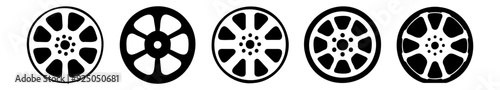Wheel silhouettes set, pack of vector silhouette design, isolated background