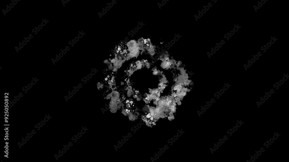 Abstract White Circular Smoke Grunge Animation on Black Background. Dark Horror Collage Animation Abstract White Circular Smoke Grunge Animation on Black Background. Dark Horror Collage Animation