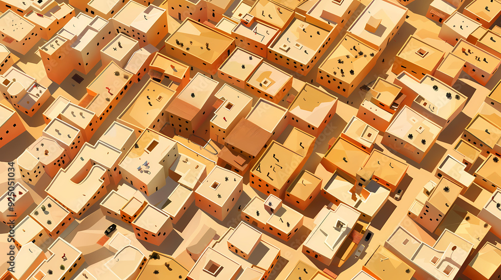 Drone view of Desert city ,vector image style Drone view of Desert city ,vector image style