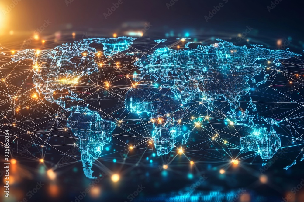 Global Digital Business Network Connection Illustration created with Generative AI Global Digital Business Network Connection Illustration created with Generative AI