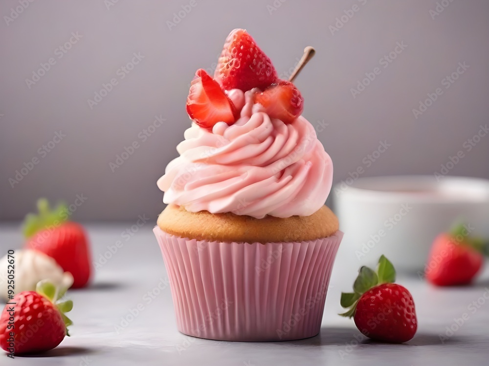 Photo cupcakes with cream Photo cupcakes with cream