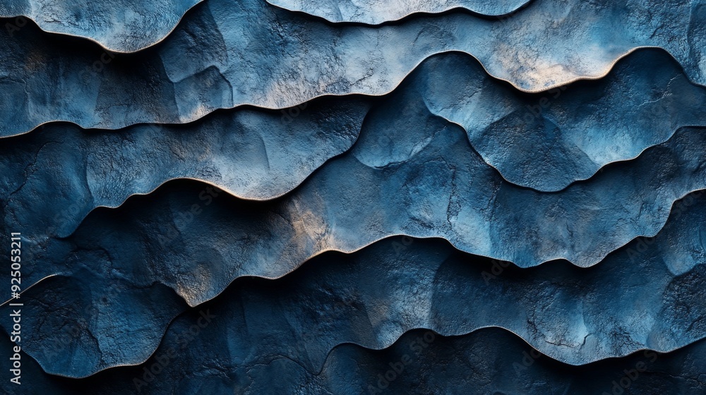 The image is a blue wave with a rocky texture The image is a blue wave with a rocky texture
