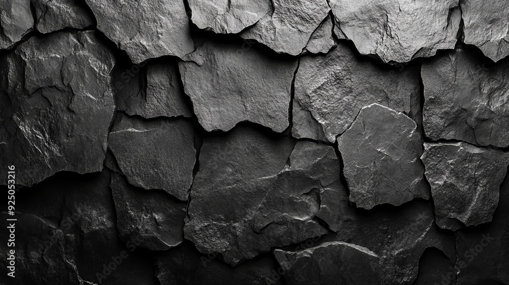 A black and white photo of a rock wall with many different sized rocks A black and white photo of a rock wall with many different sized rocks