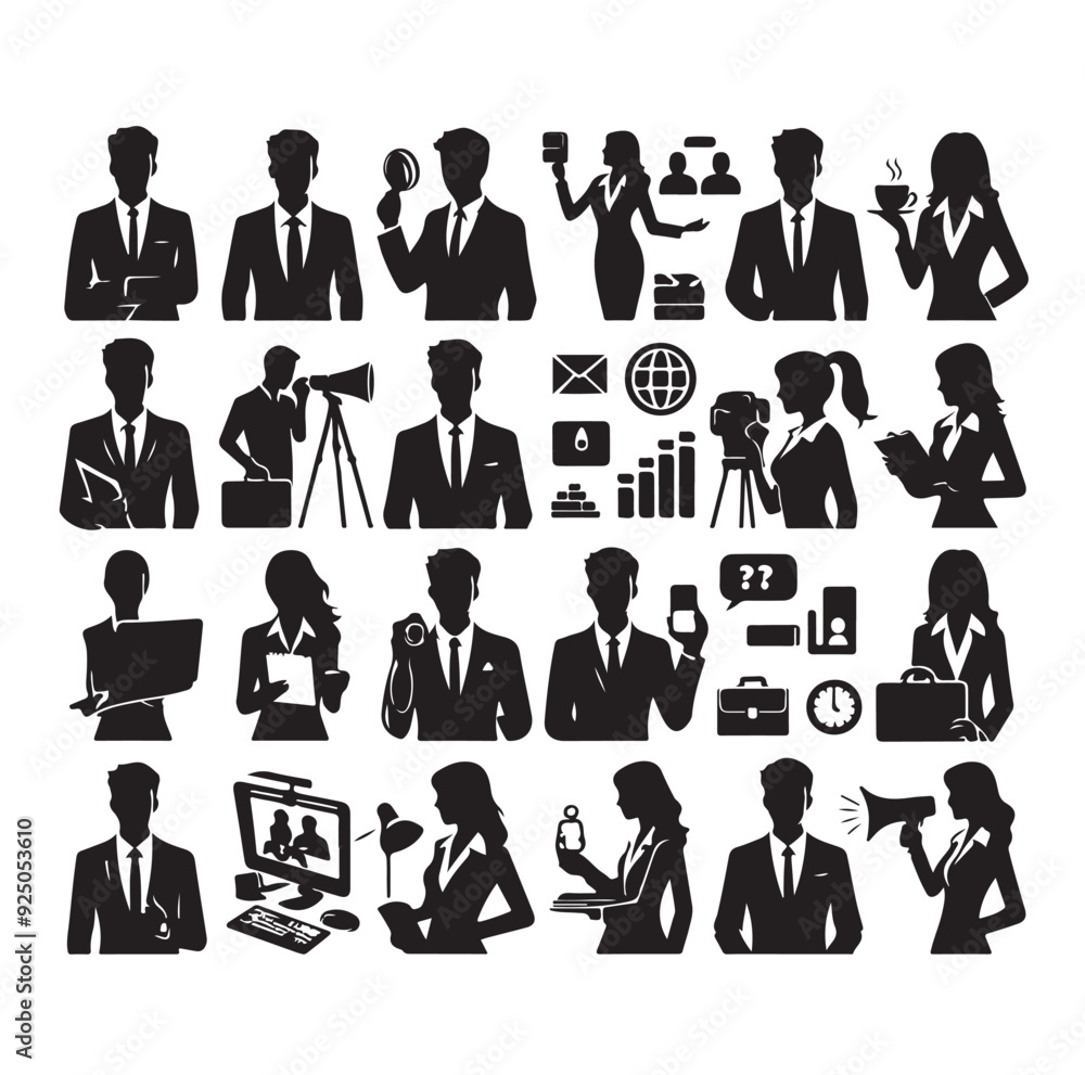 Business avatars set silhouette vector illustration Business avatars set silhouette vector illustration