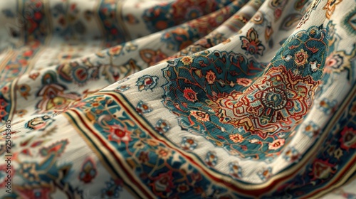 Closeup of a Persian Rug with Intricate Floral Pattern