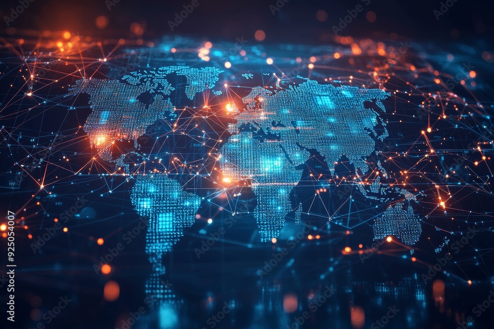 Global Digital Business Network Connection Illustration created with Generative AI