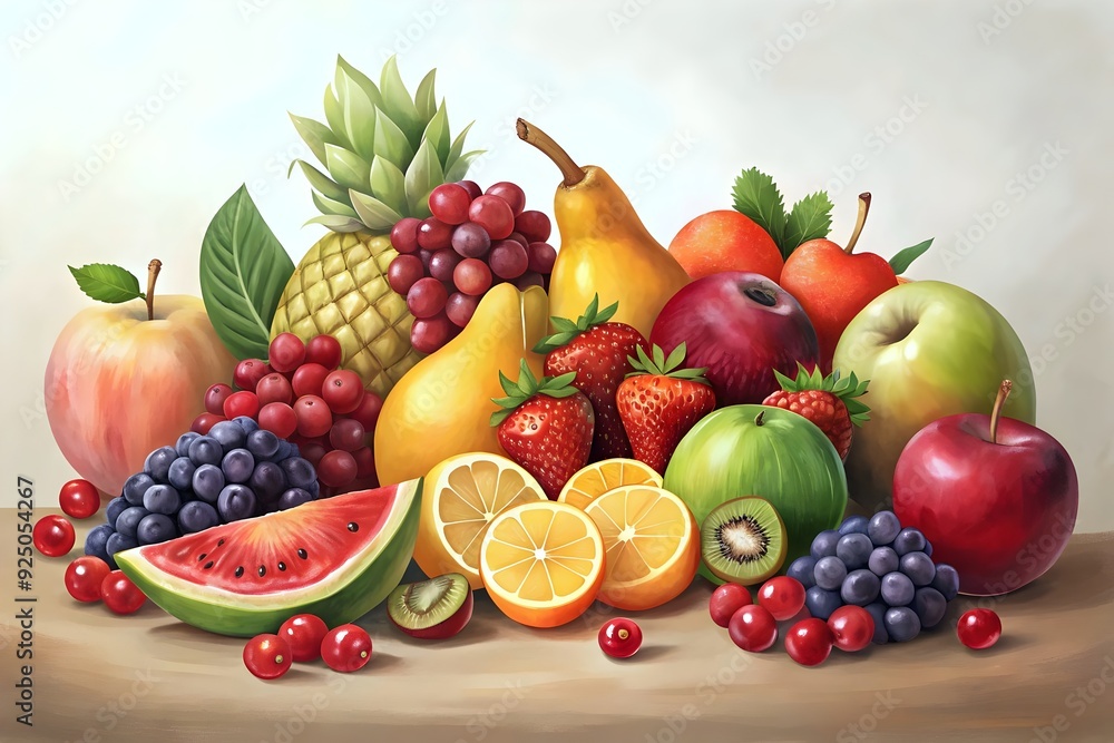 Vibrant Fresh Fruits Abundant Colorful Harvest Nature Beauty Healthy Lifestyle